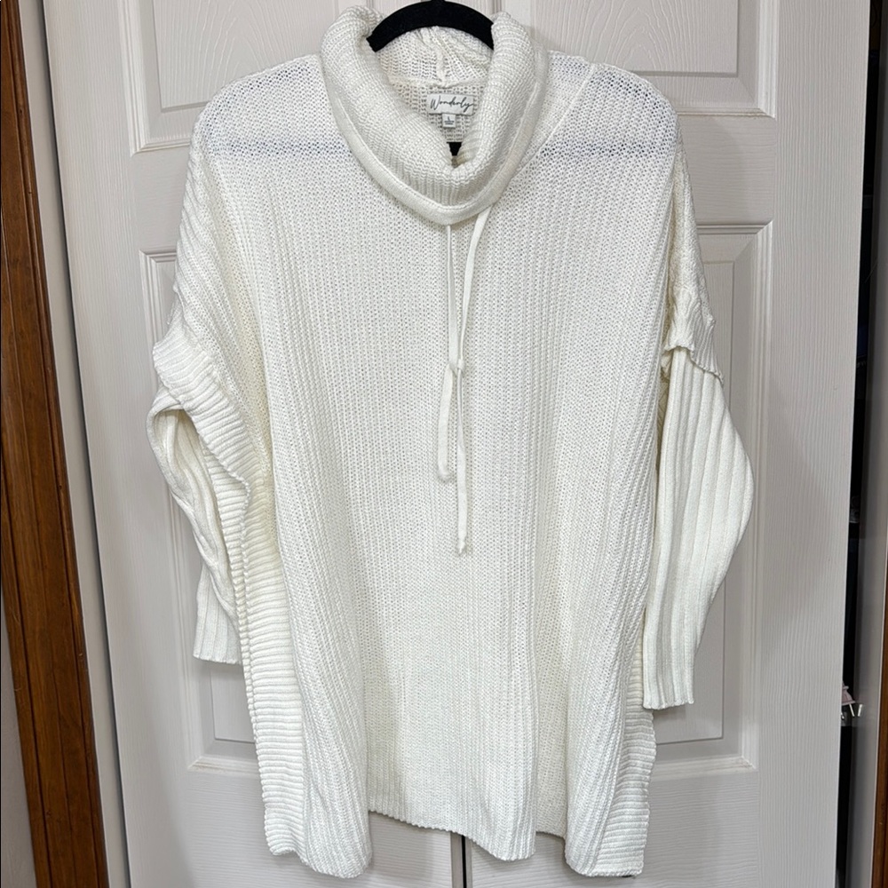 Wonderly Drawstring Collar Sweater  - L